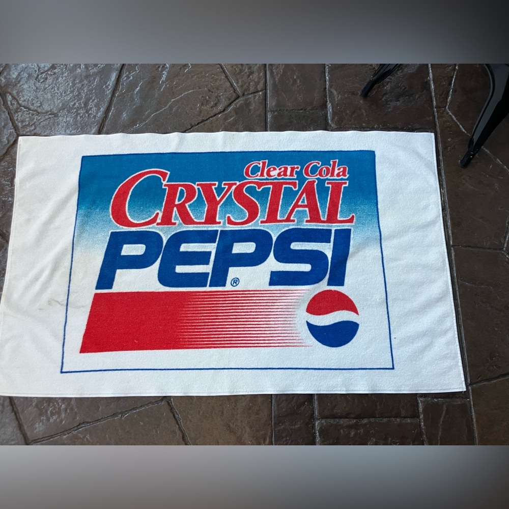 Vintage and RARE Clear Cola Crystal PEPSI beach towel made in USA